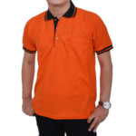 Kaos Polo Orange Krah Hitam